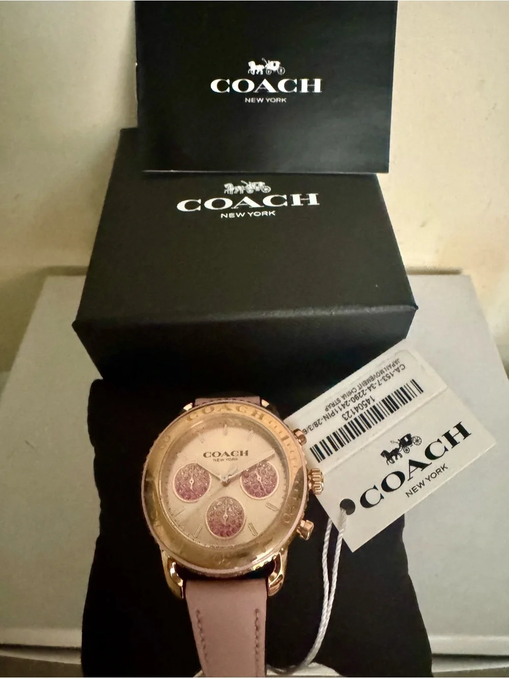 NWT COACH Women's Cruiser Blush Pink Leather Chronograph Watch 14504123